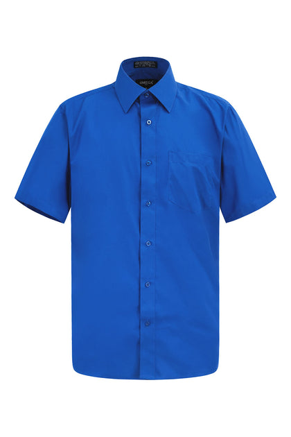 Royal blue mens dress shirt hot sale short sleeve