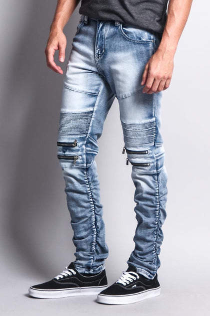 BIKER STACKED JEANS