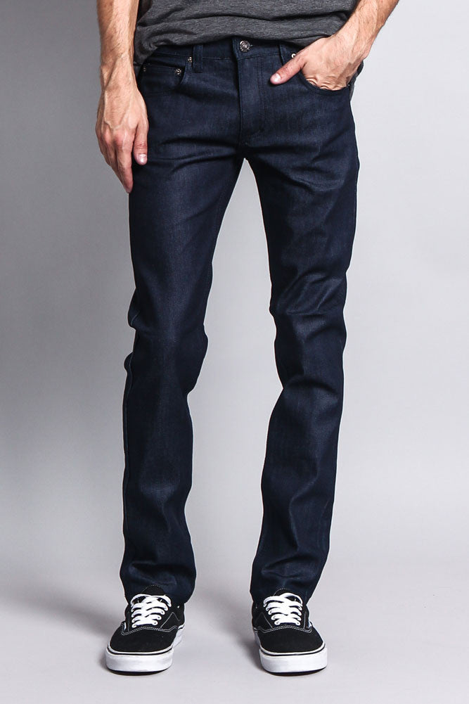 Men's Skinny Fit Raw Denim Jeans (Indigo) - Main Image