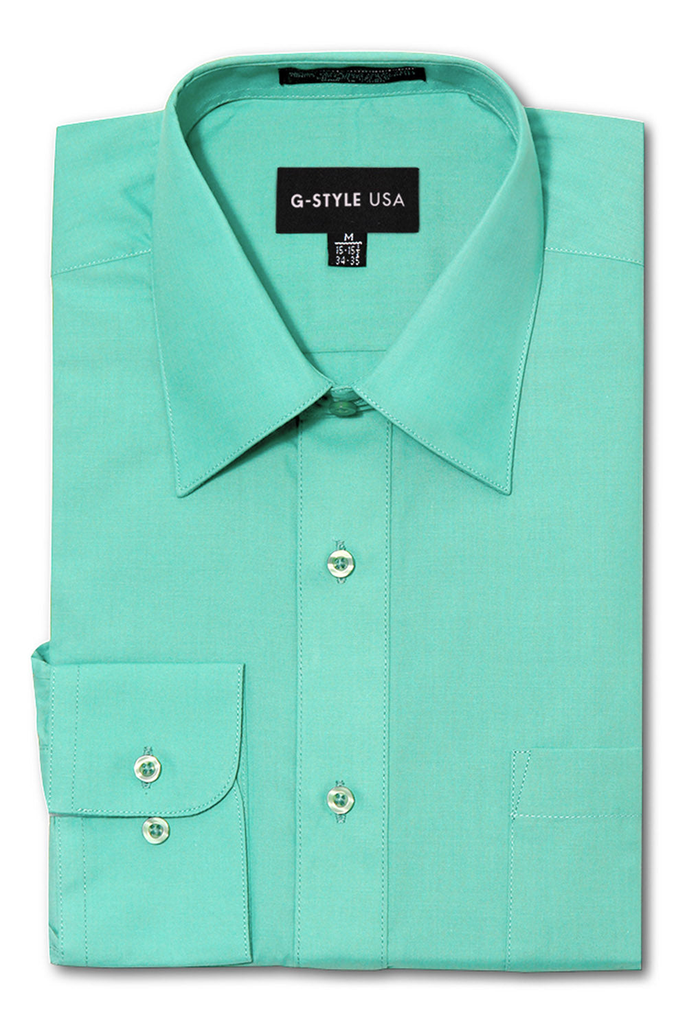 Men's Basic Solid Color Button Up Dress Shirt (Aqua), Aqua / 2X-Large/18-18.5 Neck/34-35 Sleeve Men's Basic Solid Color Button Up Dress Shirt (Aqua), Aqua / 2X-Large/18-18.5 Neck/34-35 Sleeve