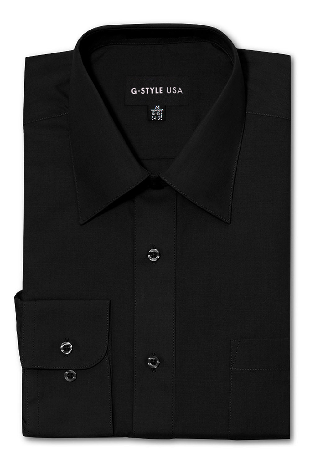 Men's Basic Solid Color Button Up Dress Shirt (Black), Black / Medium/15-15.5 Neck/34-35 Sleeve Men's Basic Solid Color Button Up Dress Shirt (Black), Black / Medium/15-15.5 Neck/34-35 Sleeve
