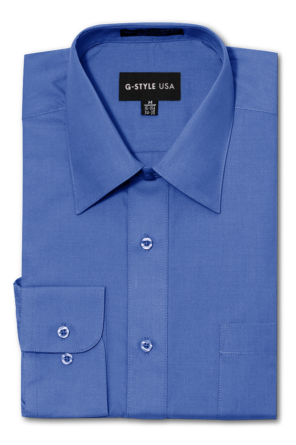 Men's Basic Solid Color Button Up Dress Shirt (French Blue) French Blue / X-Large/17-17.5 Neck/36-37 Sleeve Men's Basic Solid Color Button Up Dress Shirt (French Blue) French Blue / X-Large/17-17.5 Neck/36-37 Sleeve