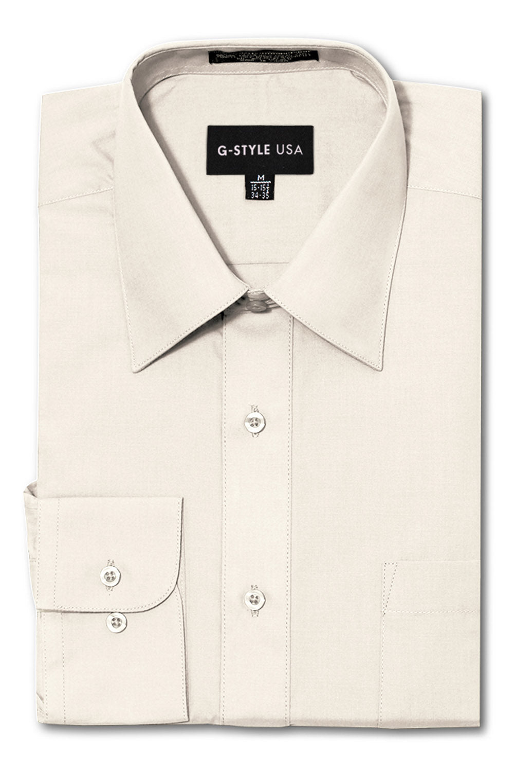 Men's Basic Solid Color Button Up Dress Shirt (Ivory), Ivory / Large/16-16.5 Neck/32-33 Sleeve Men's Basic Solid Color Button Up Dress Shirt (Ivory), Ivory / Large/16-16.5 Neck/32-33 Sleeve