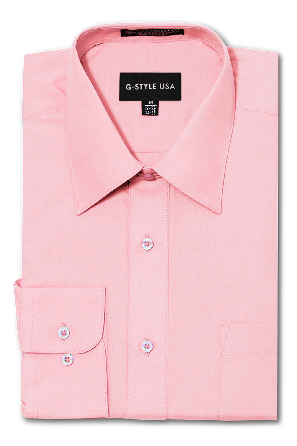 Men's Basic Solid Color Button Up Dress Shirt (Pink) Pink / 4X-Large/20-20.5 Neck/36-37 Sleeve Men's Basic Solid Color Button Up Dress Shirt (Pink) Pink / 4X-Large/20-20.5 Neck/36-37 Sleeve