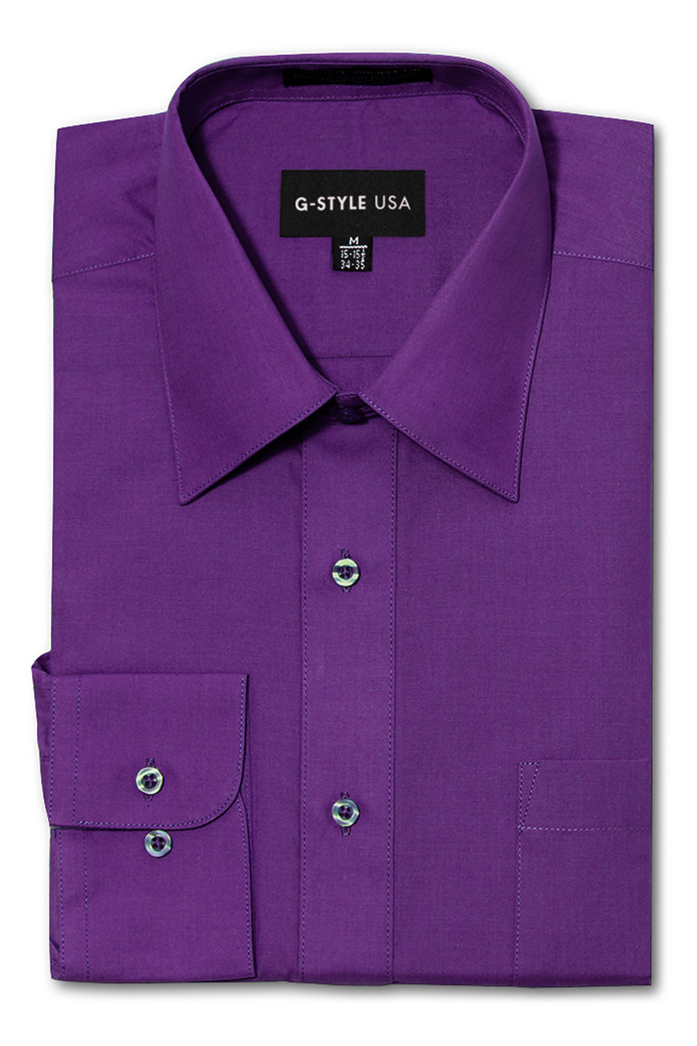 Men's Basic Solid Color Button Up Dress Shirt (Purple), Purple / Large/16-16.5 Neck/34-35 Sleeve Men's Basic Solid Color Button Up Dress Shirt (Purple), Purple / Large/16-16.5 Neck/34-35 Sleeve