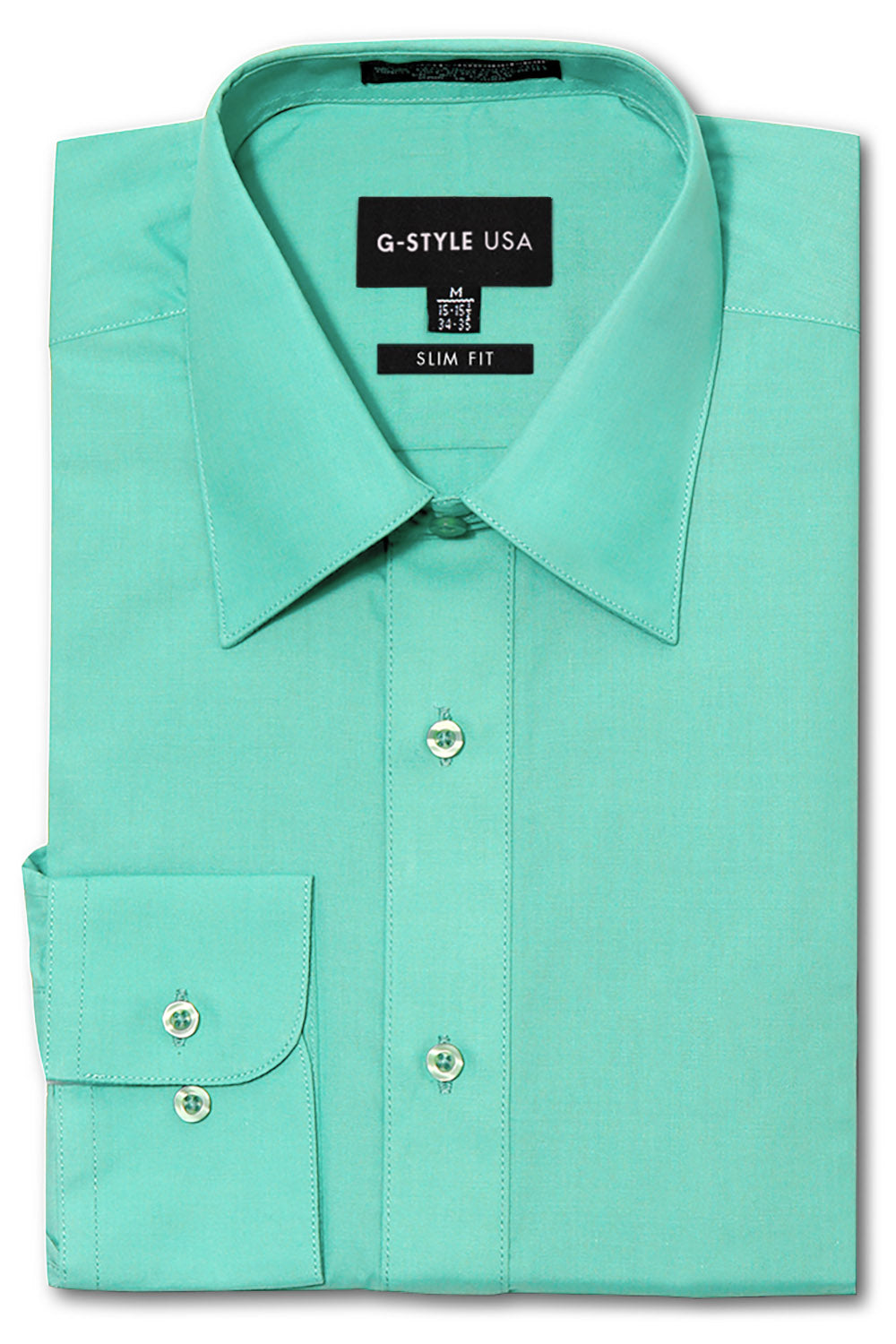 Men's Slim Fit Solid Color Dress Shirt (Aqua) Aqua / 2X-Large/18-18.5 Neck/34-35 Sleeve Men's Slim Fit Solid Color Dress Shirt (Aqua) Aqua / 2X-Large/18-18.5 Neck/34-35 Sleeve