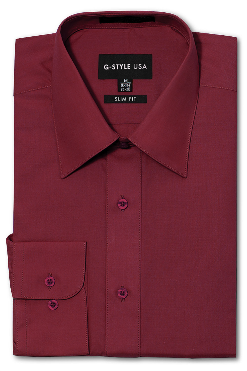 Men's Slim Fit Solid Color Dress Shirt (Burgundy) Burgundy / X-Large/17-17.5 Neck/32-33 Sleeve Men's Slim Fit Solid Color Dress Shirt (Burgundy) Burgundy / X-Large/17-17.5 Neck/32-33 Sleeve