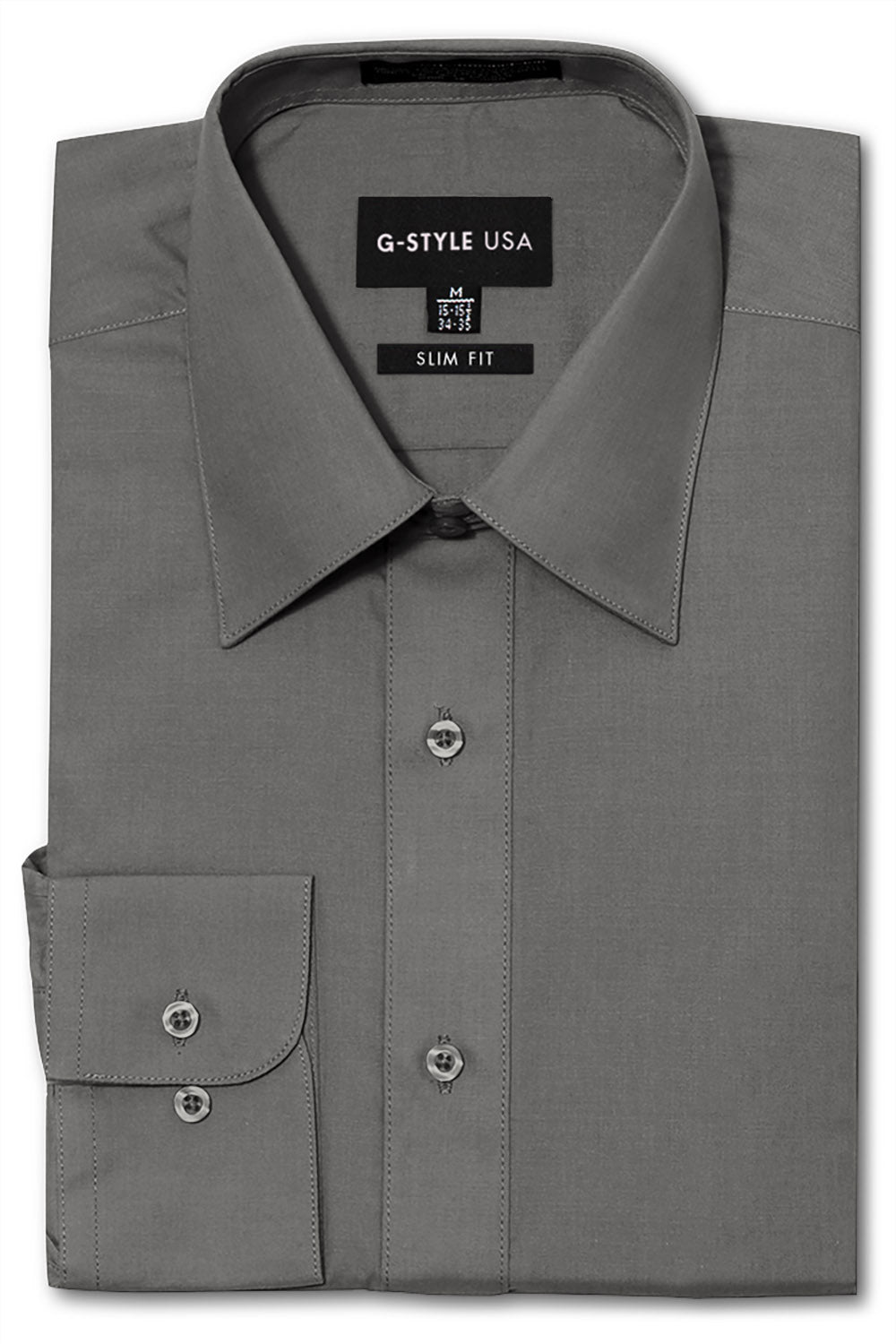 Men's Slim Fit Solid Color Dress Shirt (Charcoal) Charcoal / Large/16-16.5 Neck/36-37 Sleeve Men's Slim Fit Solid Color Dress Shirt (Charcoal) Charcoal / Large/16-16.5 Neck/36-37 Sleeve