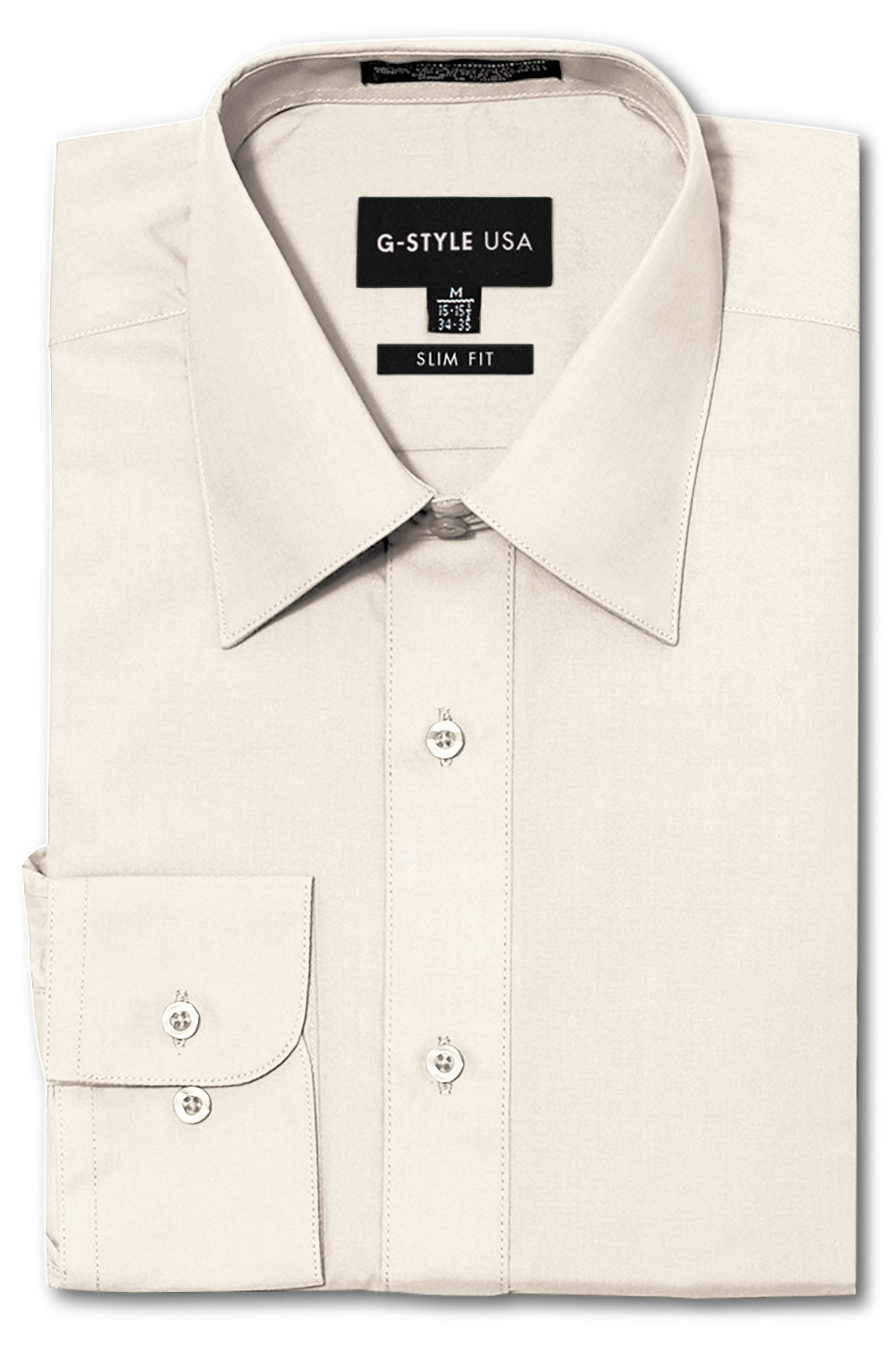 Men's Slim Fit Solid Color Dress Shirt (Ivory) Ivory / X-Large/17-17.5 Neck/34-35 Sleeve Men's Slim Fit Solid Color Dress Shirt (Ivory) Ivory / X-Large/17-17.5 Neck/34-35 Sleeve