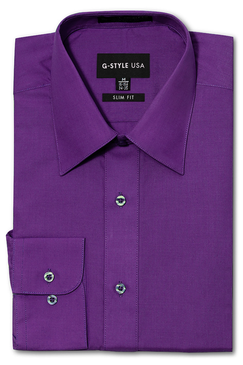 Men's Slim Fit Solid Color Dress Shirt (Purple), Purple / Large/16-16.5 Neck/32-33 Sleeve Men's Slim Fit Solid Color Dress Shirt (Purple), Purple / Large/16-16.5 Neck/32-33 Sleeve