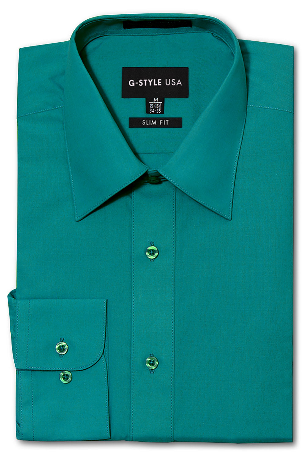 Men's Slim Fit Solid Color Dress Shirt (Teal) Teal / Small/14-14.5 Neck/32-33 Sleeve Men's Slim Fit Solid Color Dress Shirt (Teal) Teal / Small/14-14.5 Neck/32-33 Sleeve
