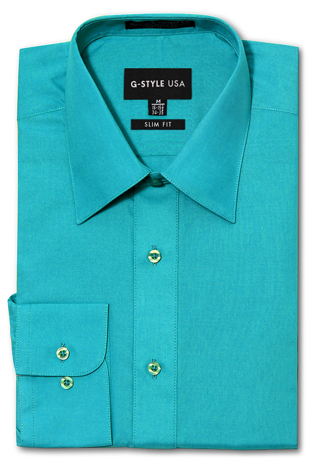 Men's Slim Fit Solid Color Dress Shirt (Turquoise) Turquoise / Medium/15-15.5 Neck/34-35 Sleeve Men's Slim Fit Solid Color Dress Shirt (Turquoise) Turquoise / Medium/15-15.5 Neck/34-35 Sleeve