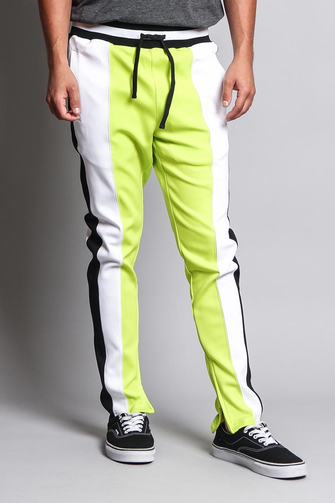 White Lime Green Stripe Track Pants Green Adidas Originals Pants