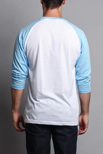 Men\'s Baseball (White/Sky T-Shirt – Blue) USA G-Style