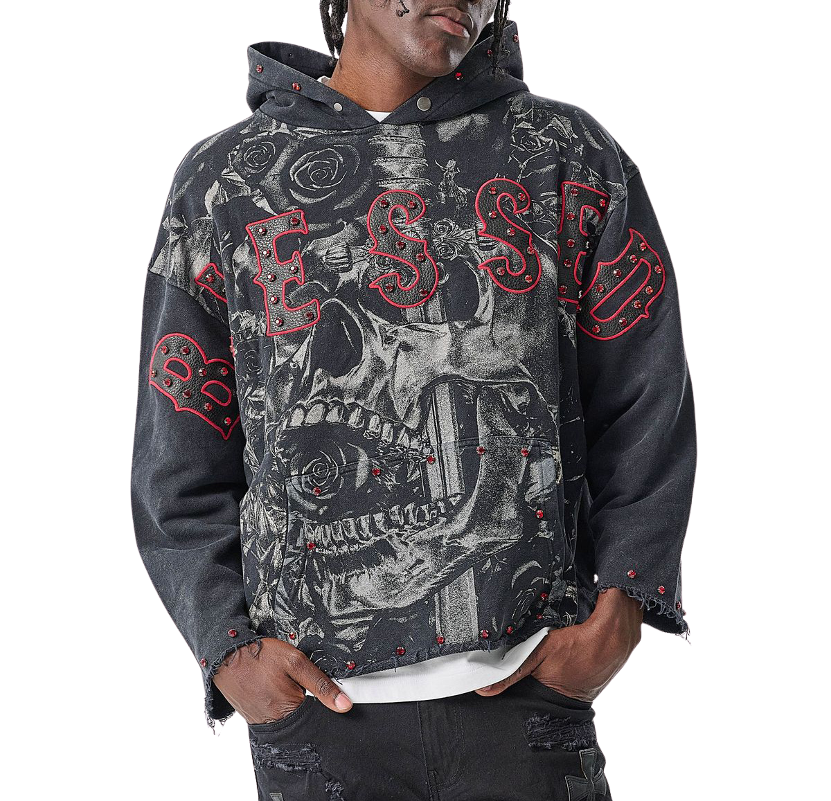 Raw-Edge Blessed French-Terry Hoodie