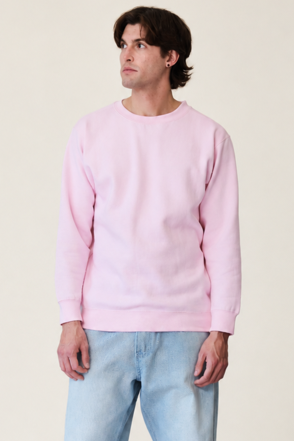 Basic Solid Crew-Neck Sweatshirt