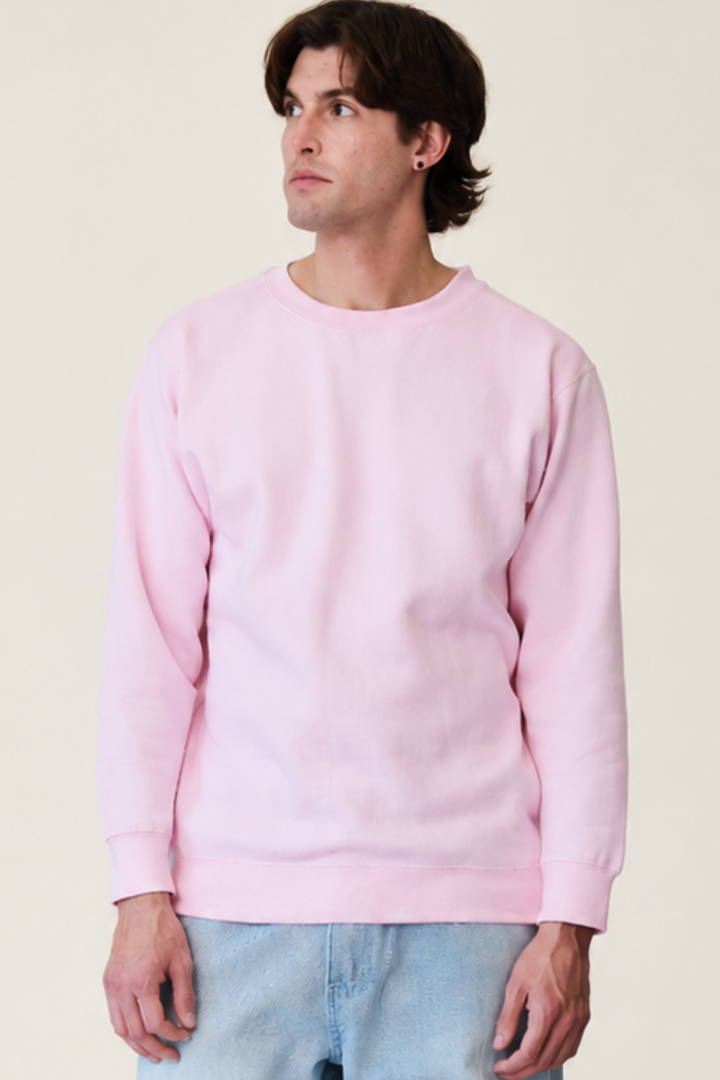 Basic Solid Crew-Neck Sweatshirt AMS