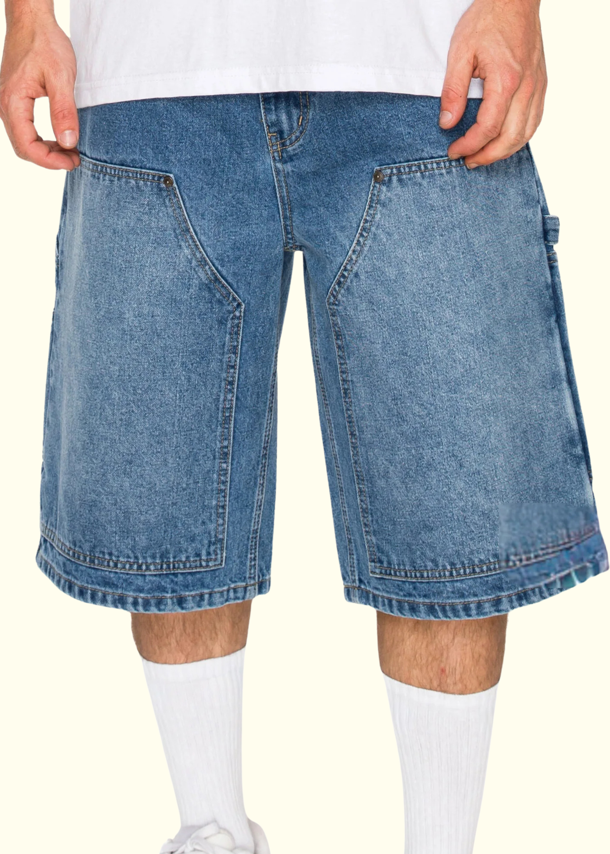 Baggy Fit Carpenter Denim Shorts