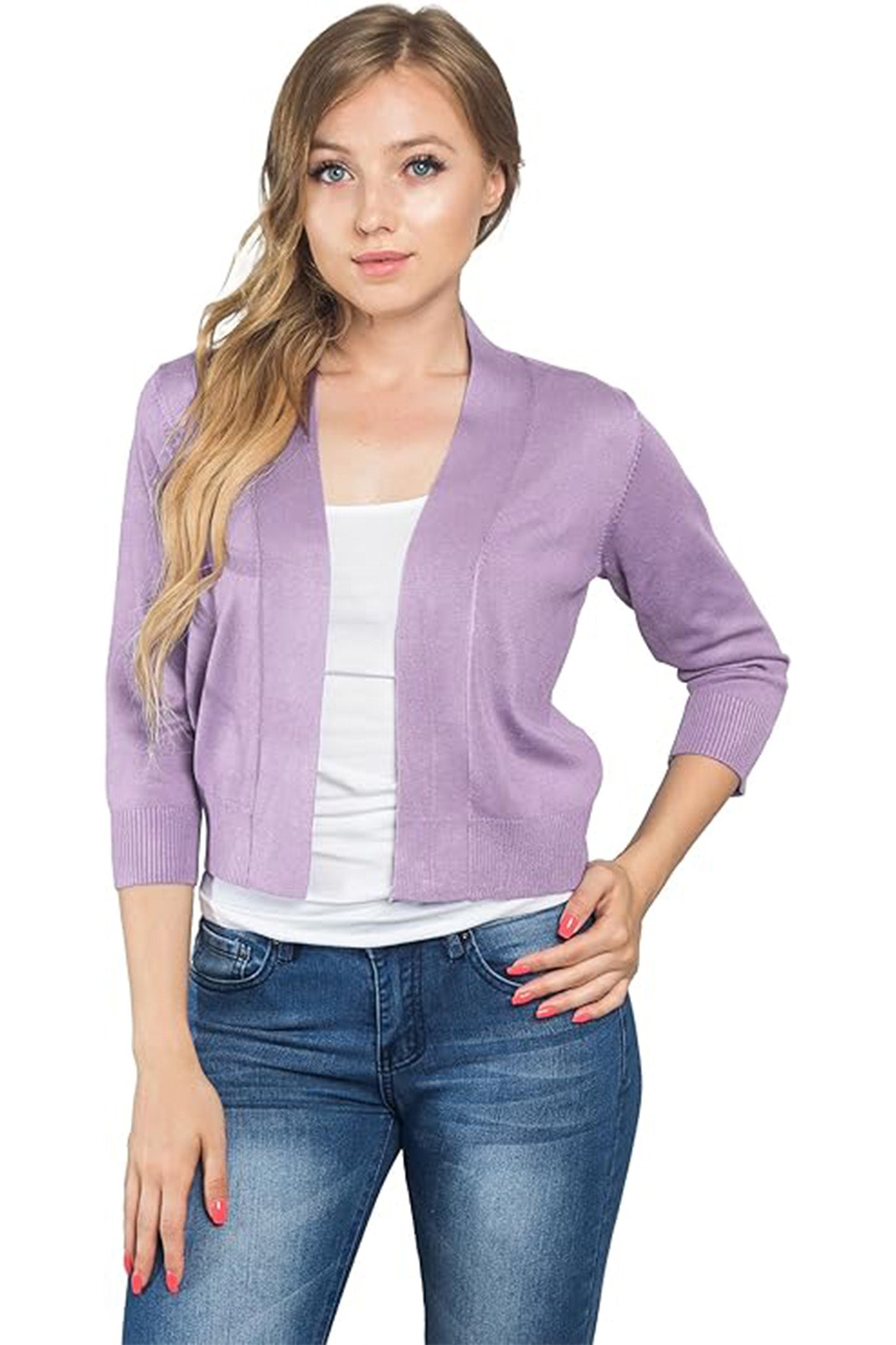 Women's Classic 3/4 Sleeve Cropped Cardigan