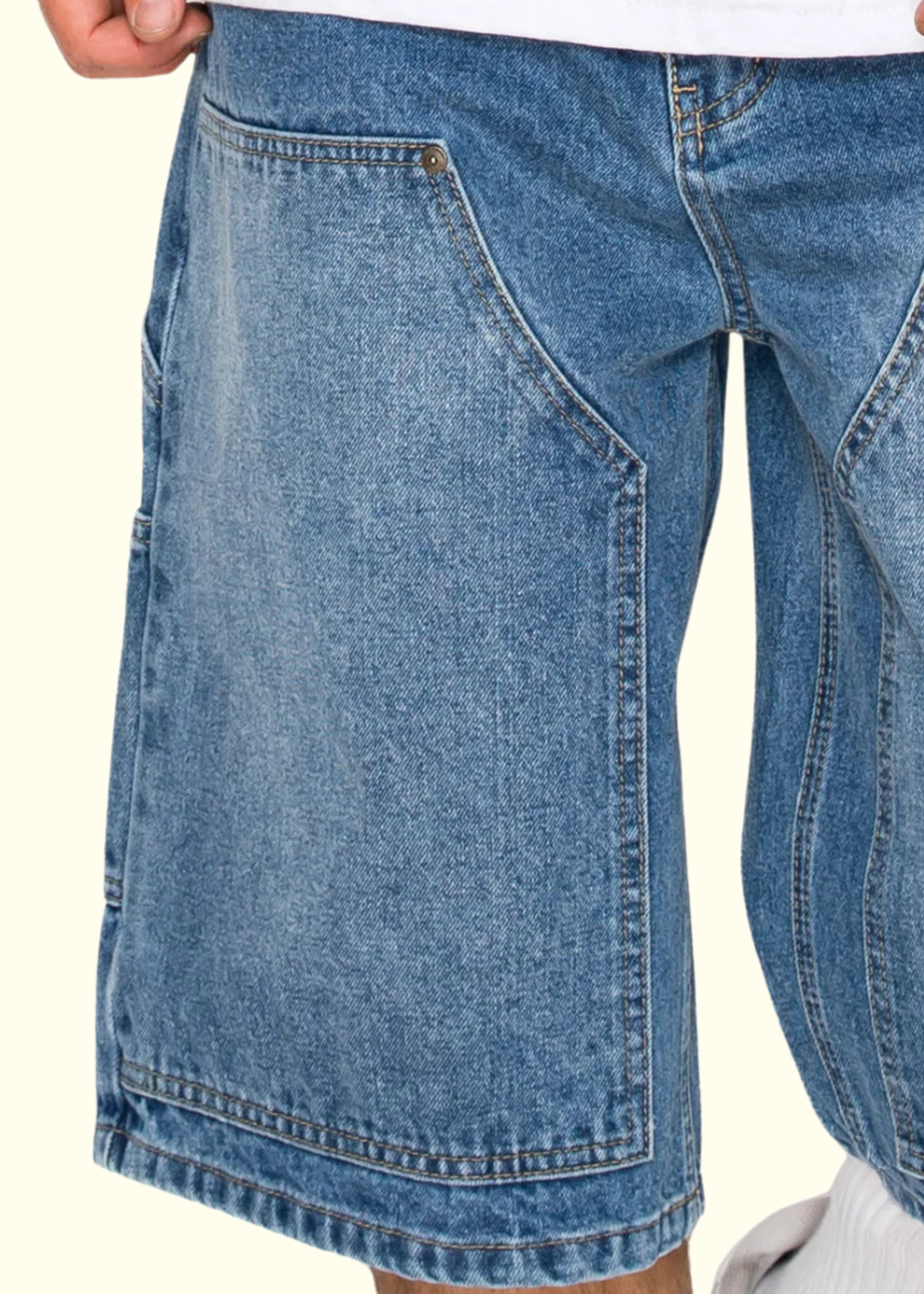 Baggy Fit Carpenter Denim Shorts
