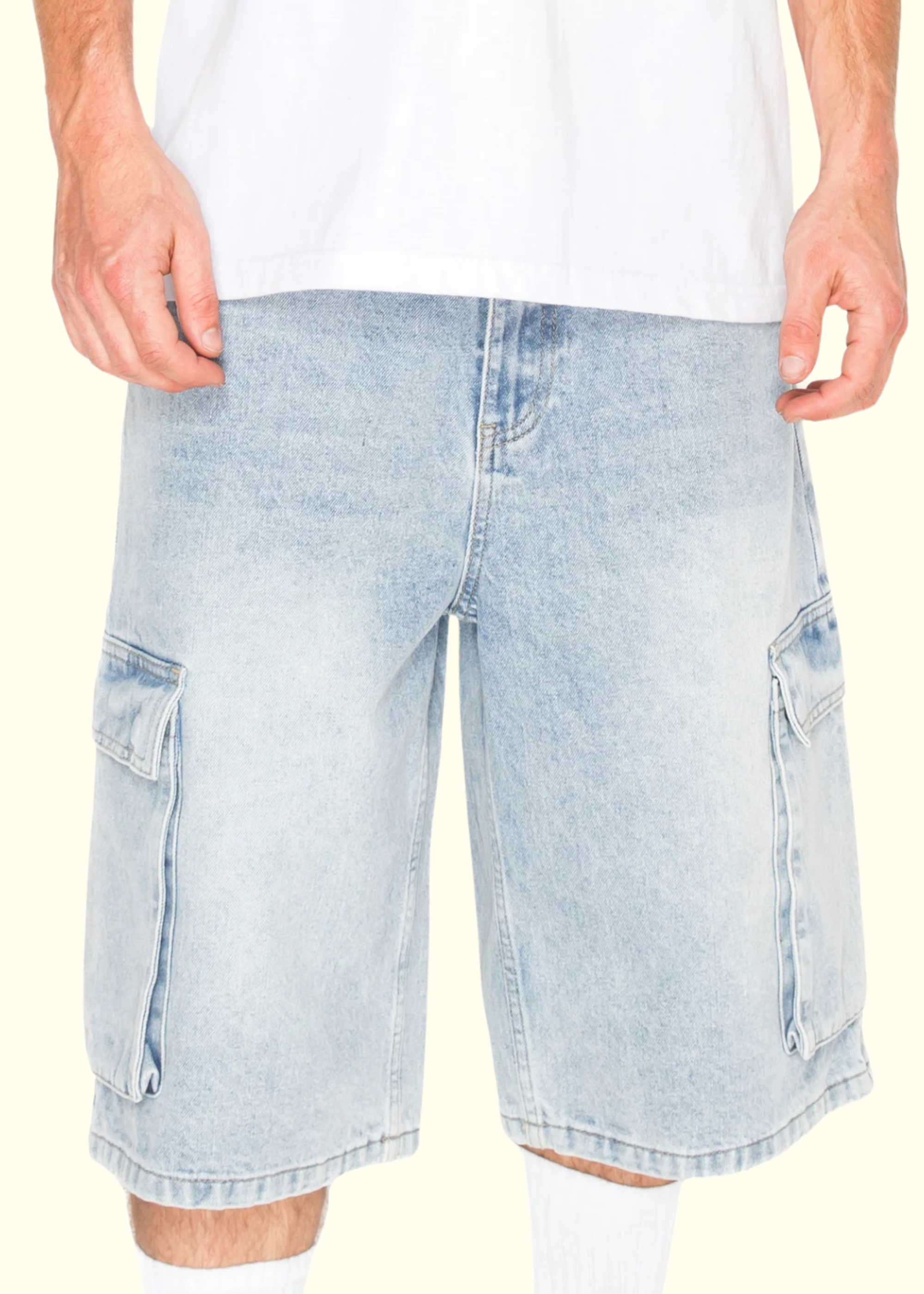 Baggy Fit Cargo Denim Shorts