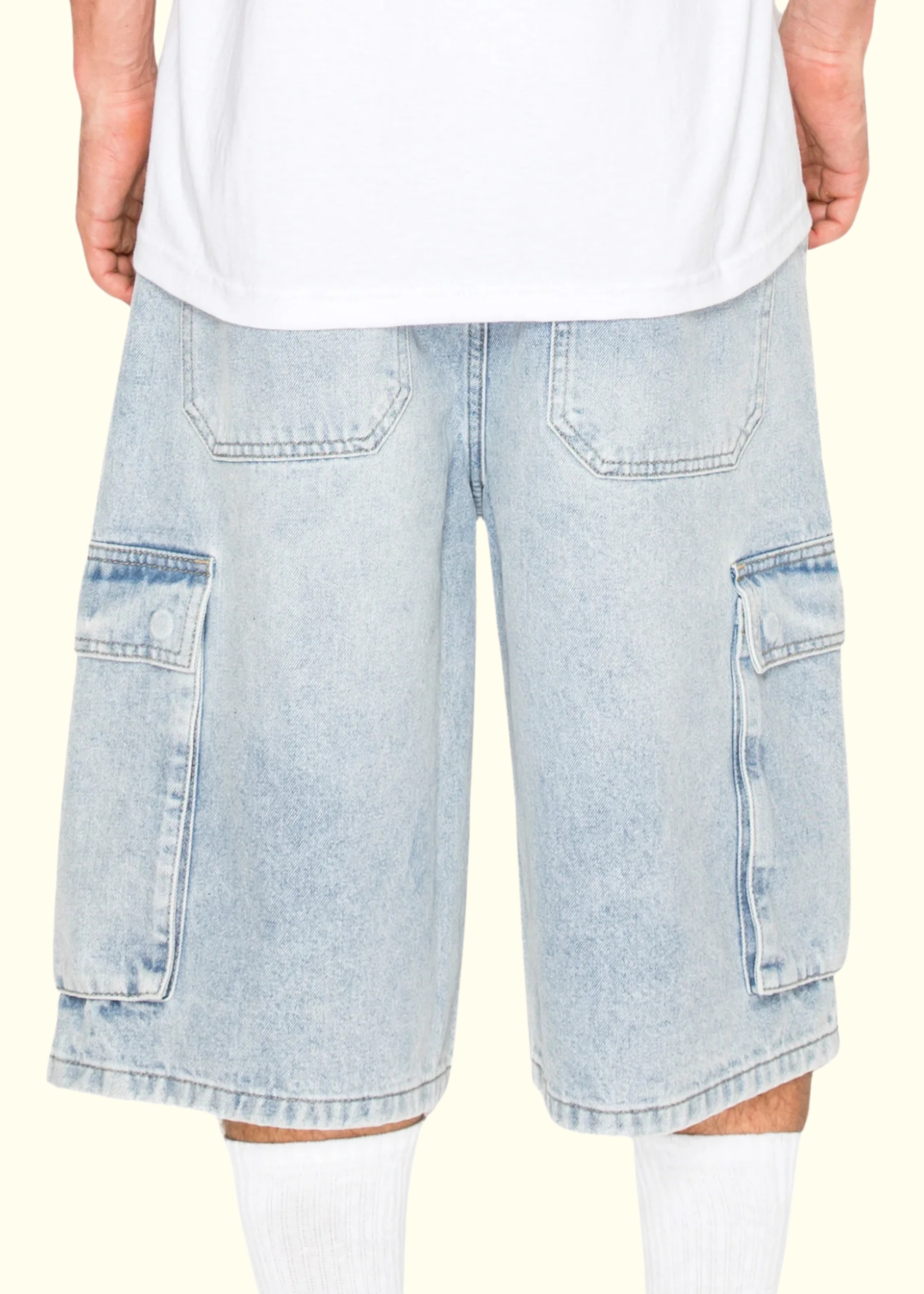 Baggy Fit Cargo Denim Shorts