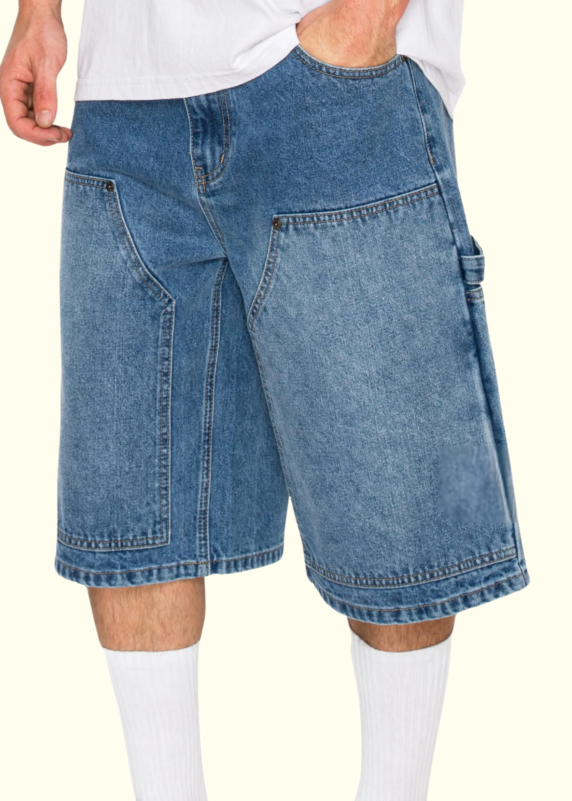 Baggy Fit Carpenter Denim Shorts