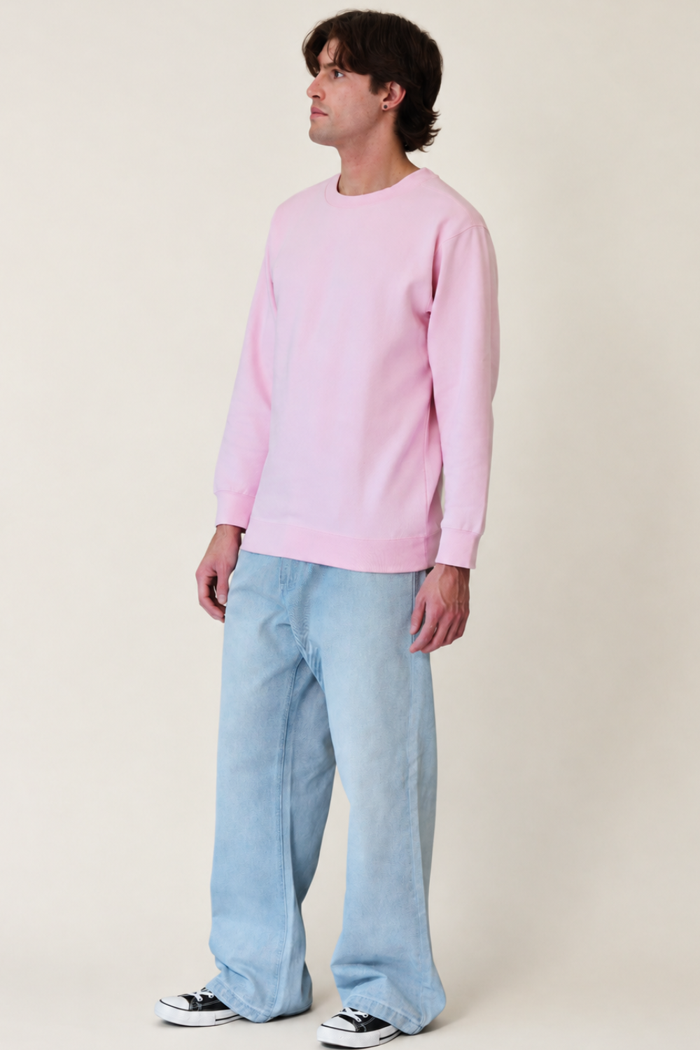 Basic Solid Crew-Neck Sweatshirt