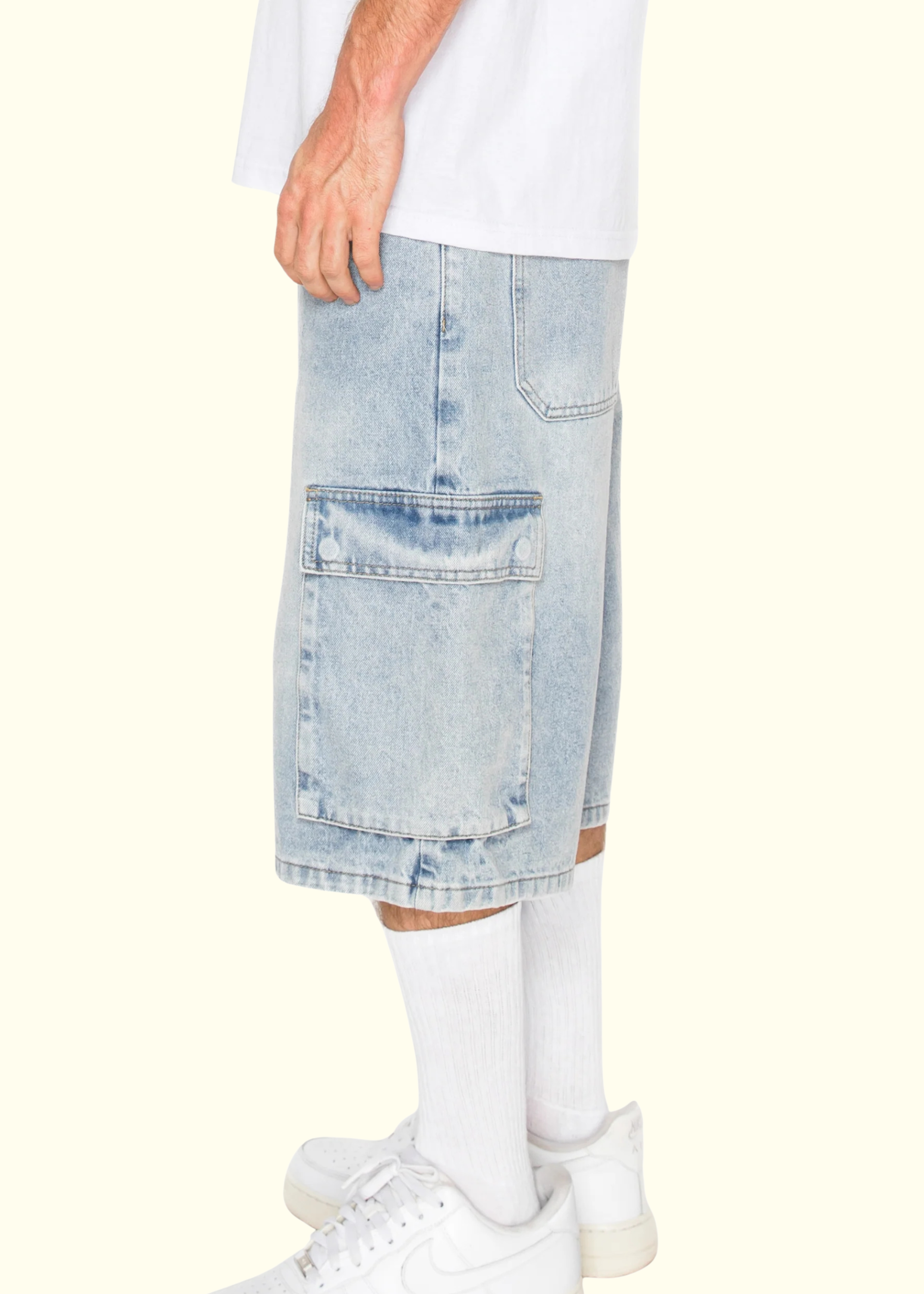Baggy Fit Cargo Denim Shorts