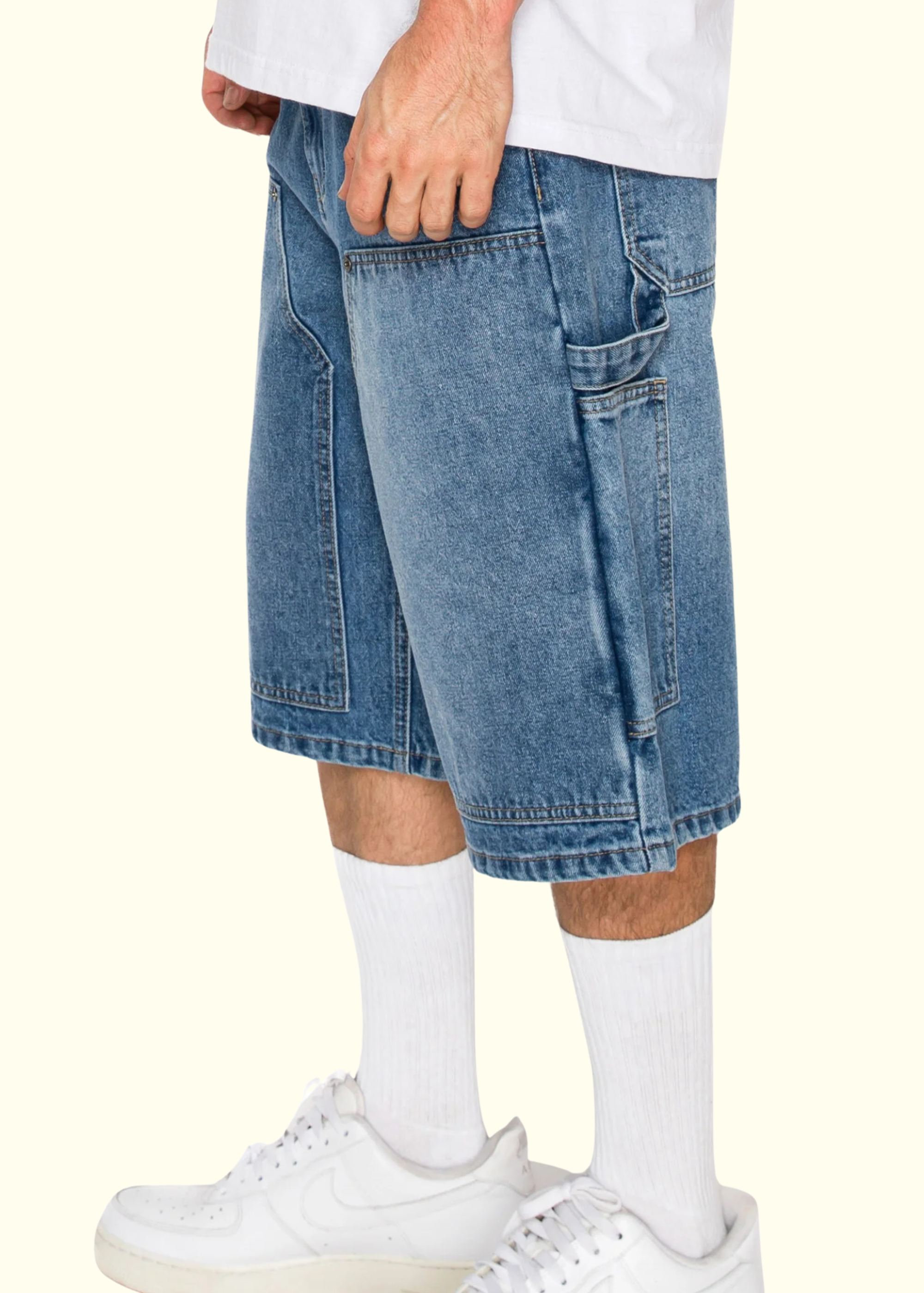 Baggy Fit Carpenter Denim Shorts