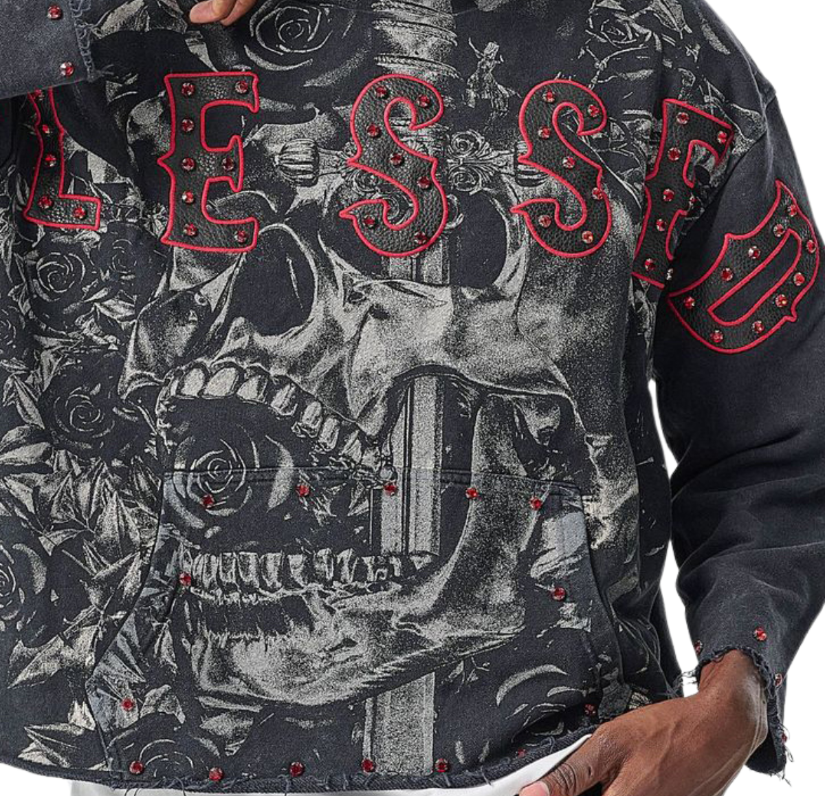 Raw-Edge Blessed French-Terry Hoodie