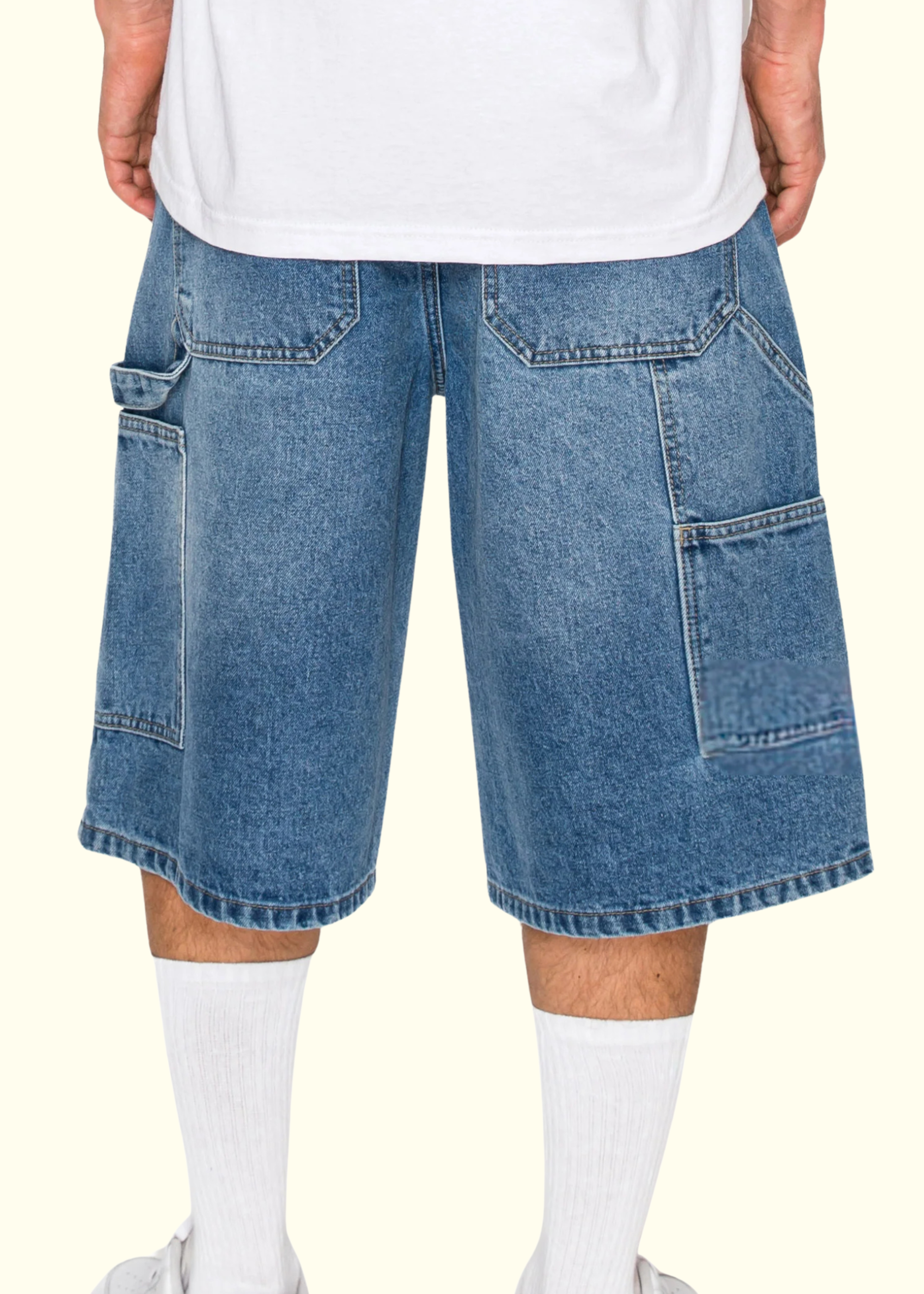 Baggy Fit Carpenter Denim Shorts