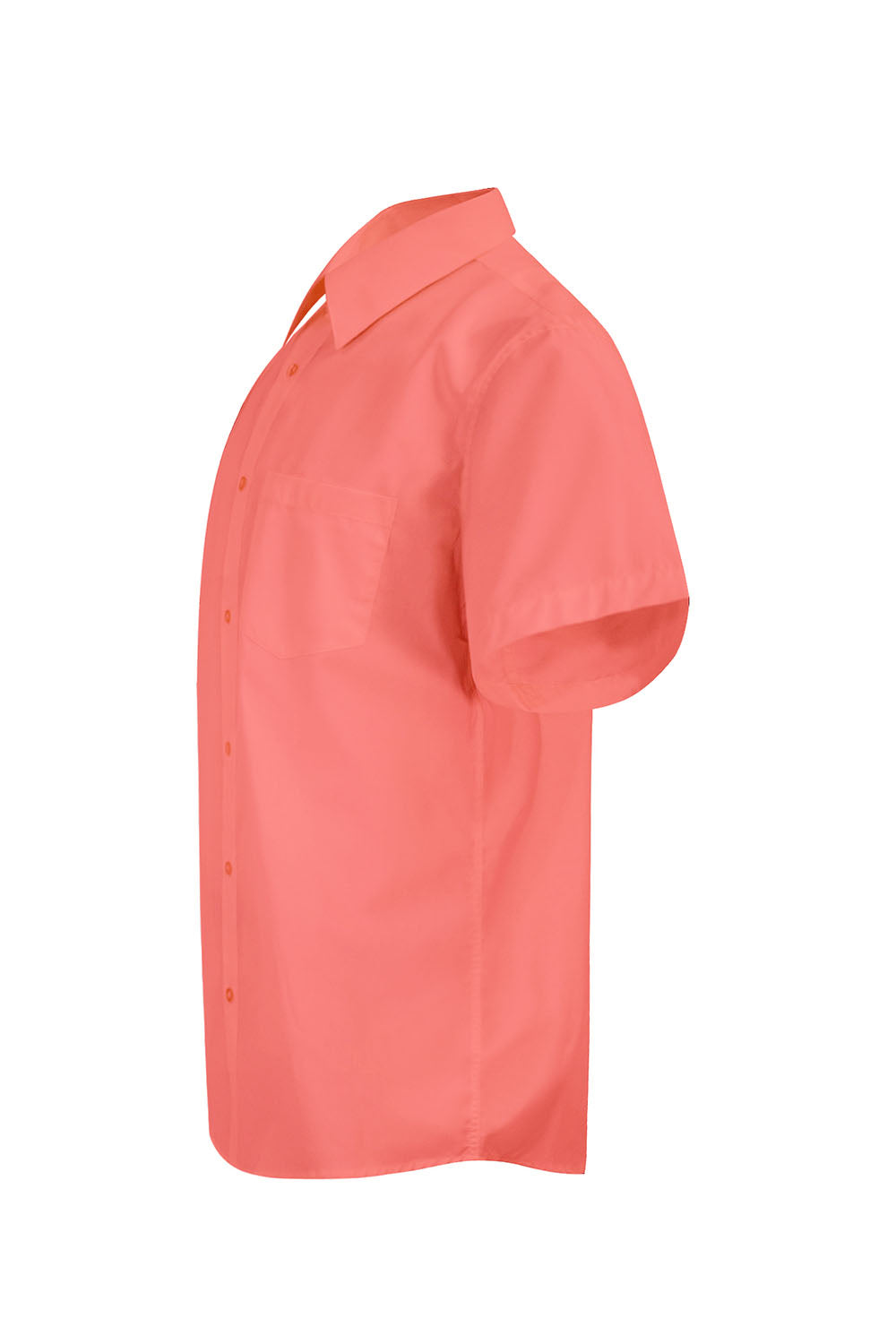 Men's Regular Fit Short Sleeve Solid Color Dress Shirts (Coral)