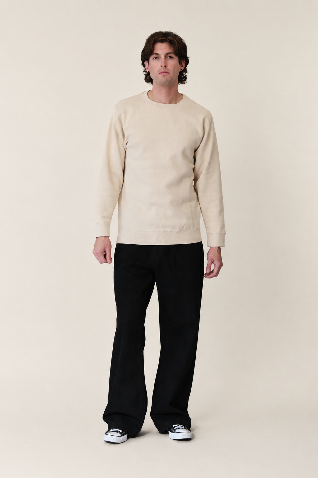Basic Solid Crew-Neck Sweatshirt