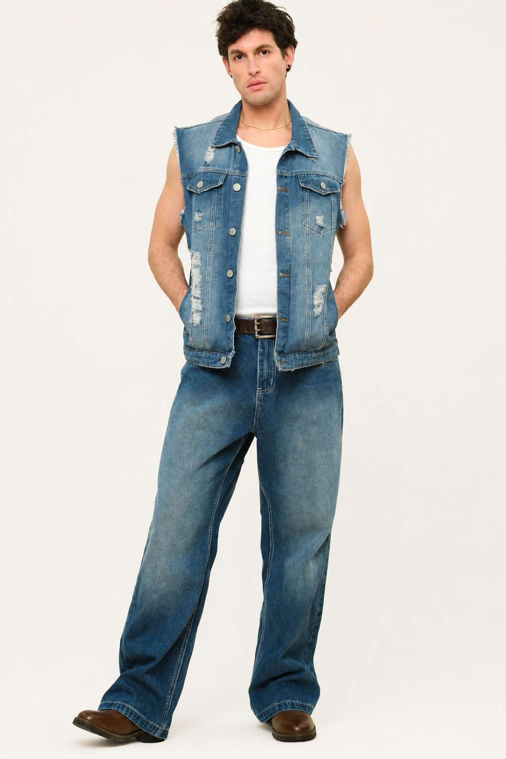 Essential Distressed Denim Vest