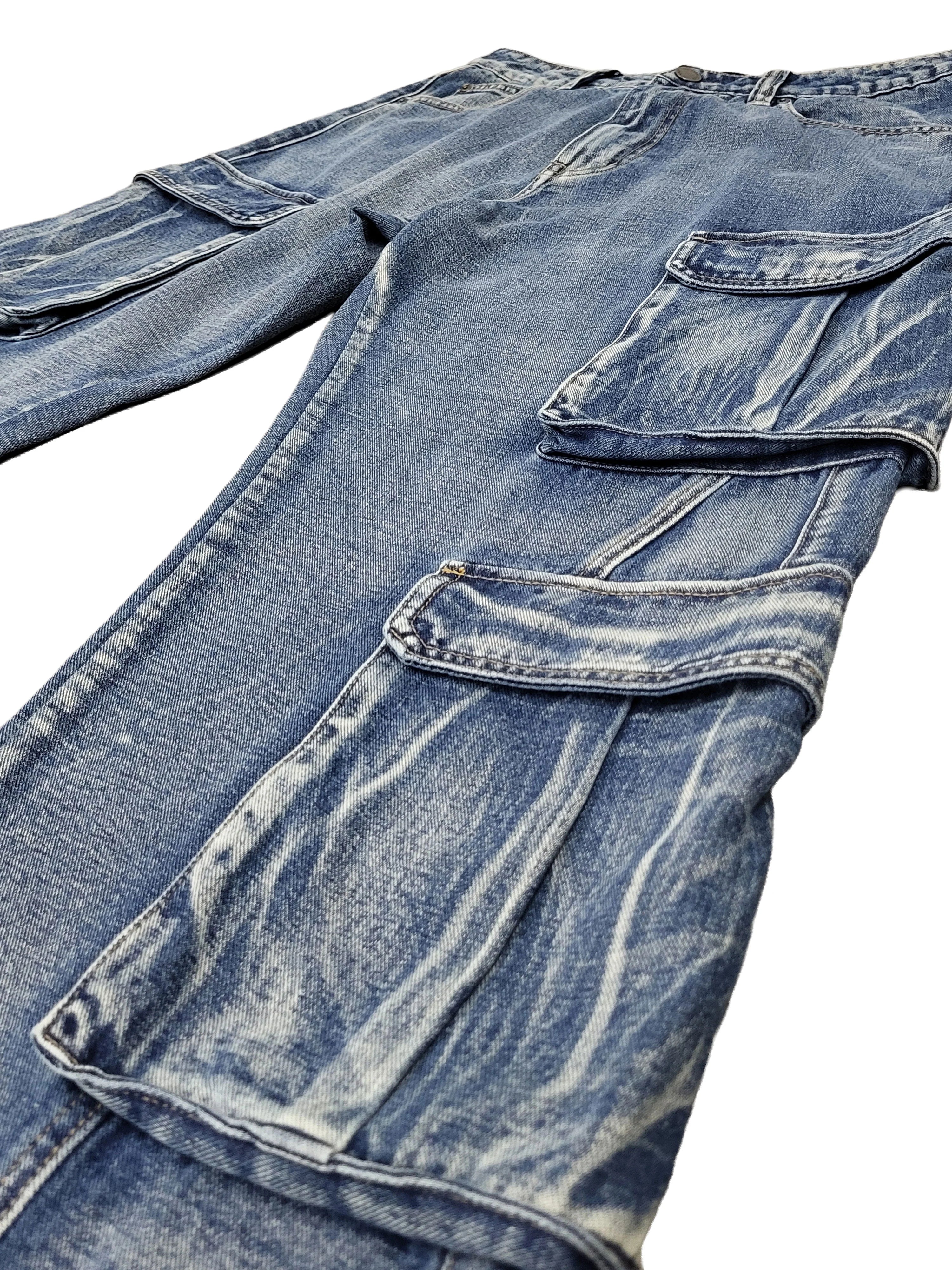 Men's Baggy Fit Double Cargo Denim Jeans