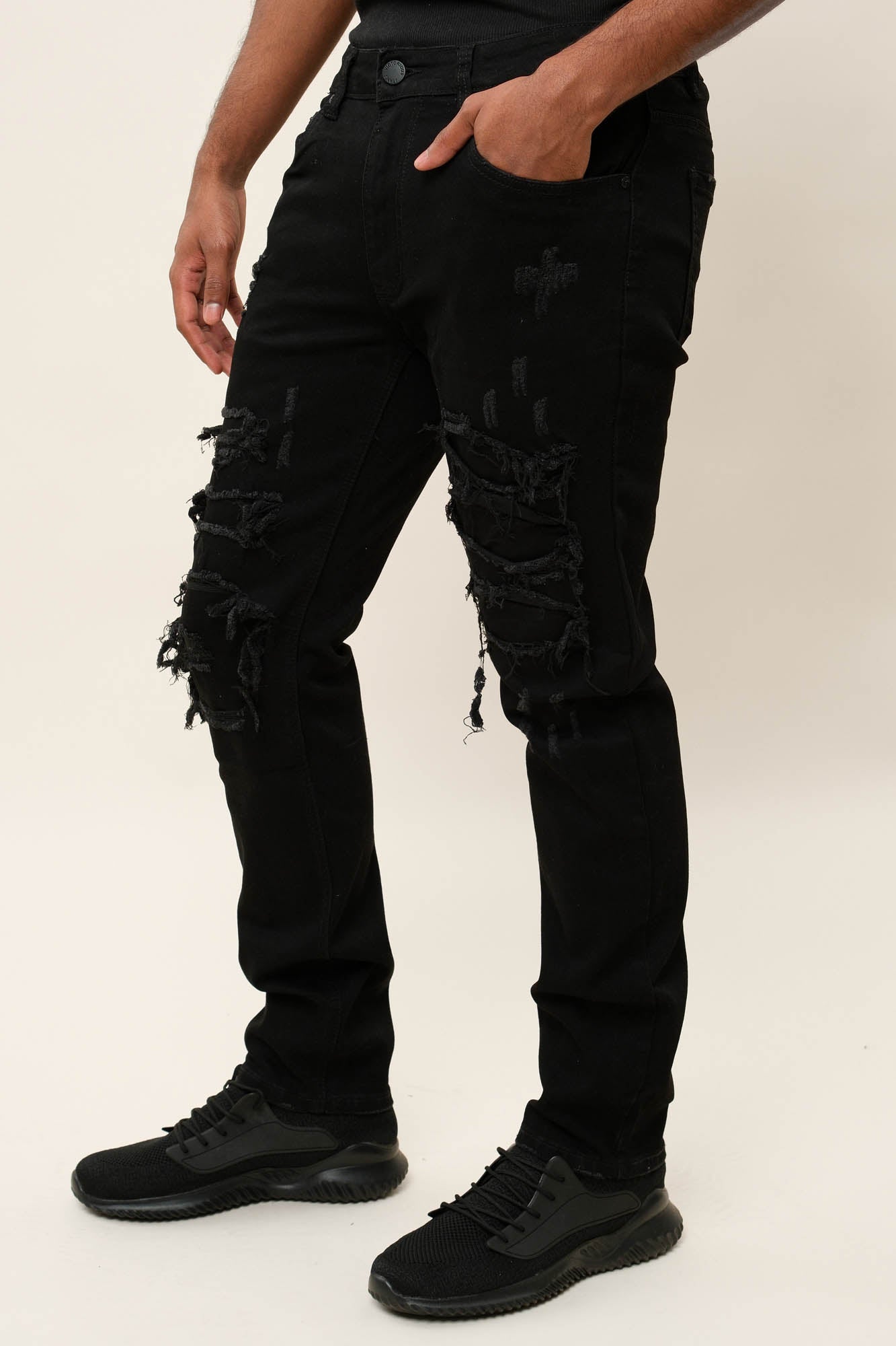 Faded Ripped Repair Denim Jeans