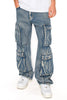 Men's Baggy Fit Double Cargo Denim Jeans