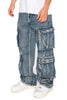 Men's Baggy Fit Double Cargo Denim Jeans