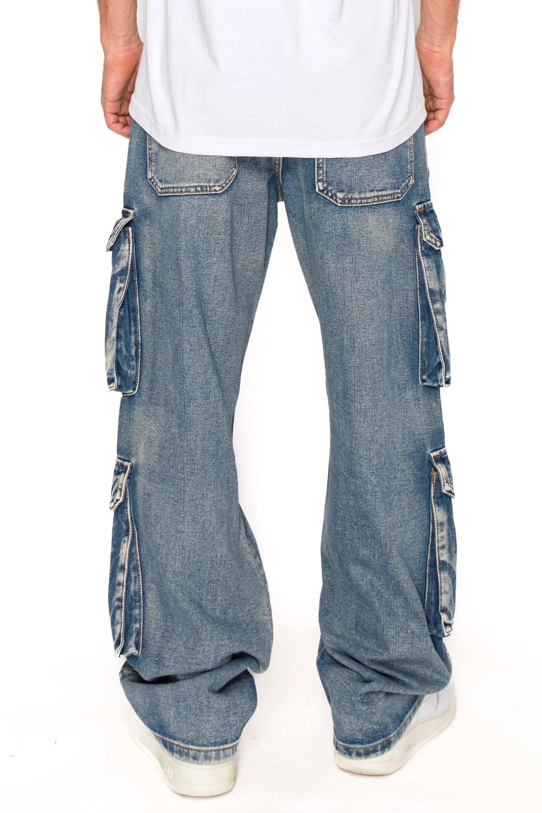 Men's Baggy Fit Double Cargo Denim Jeans