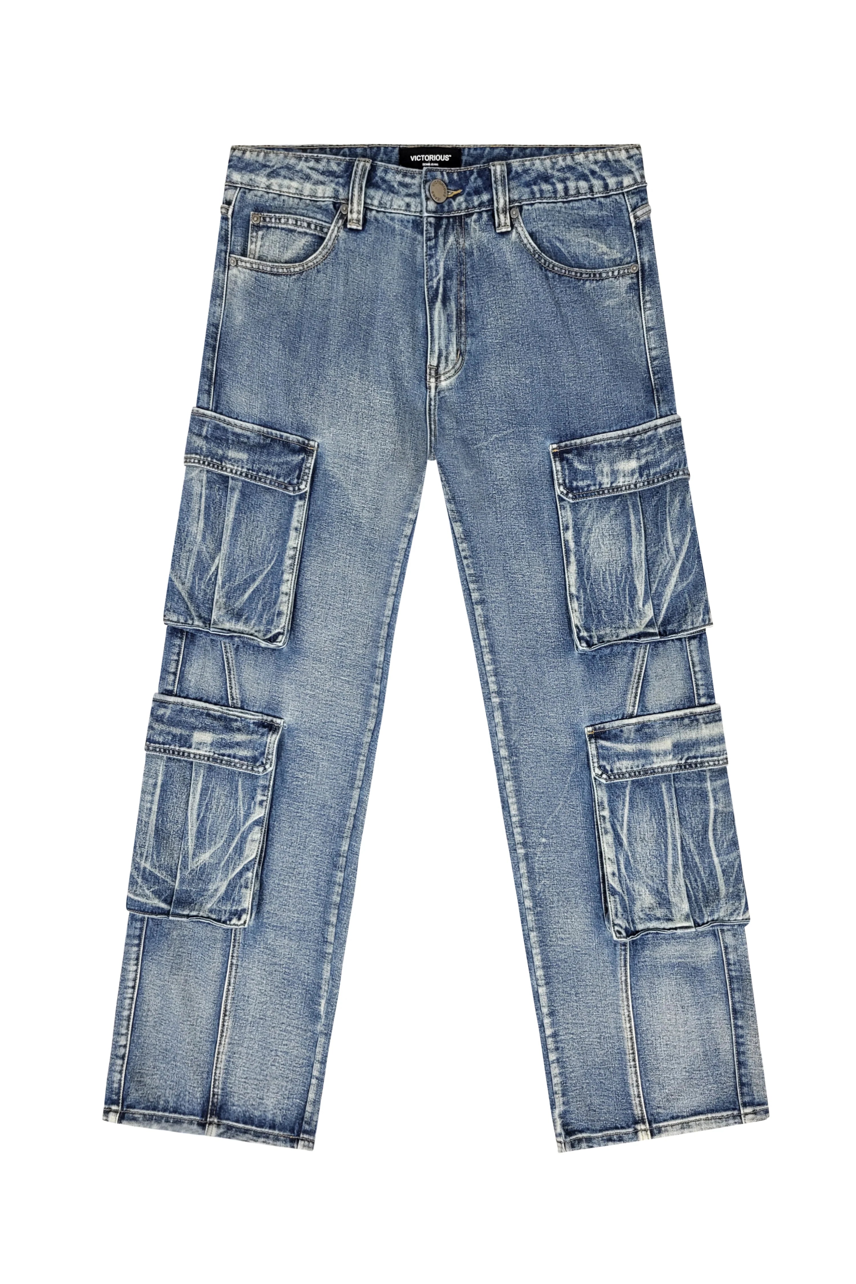Men's Baggy Fit Double Cargo Denim Jeans