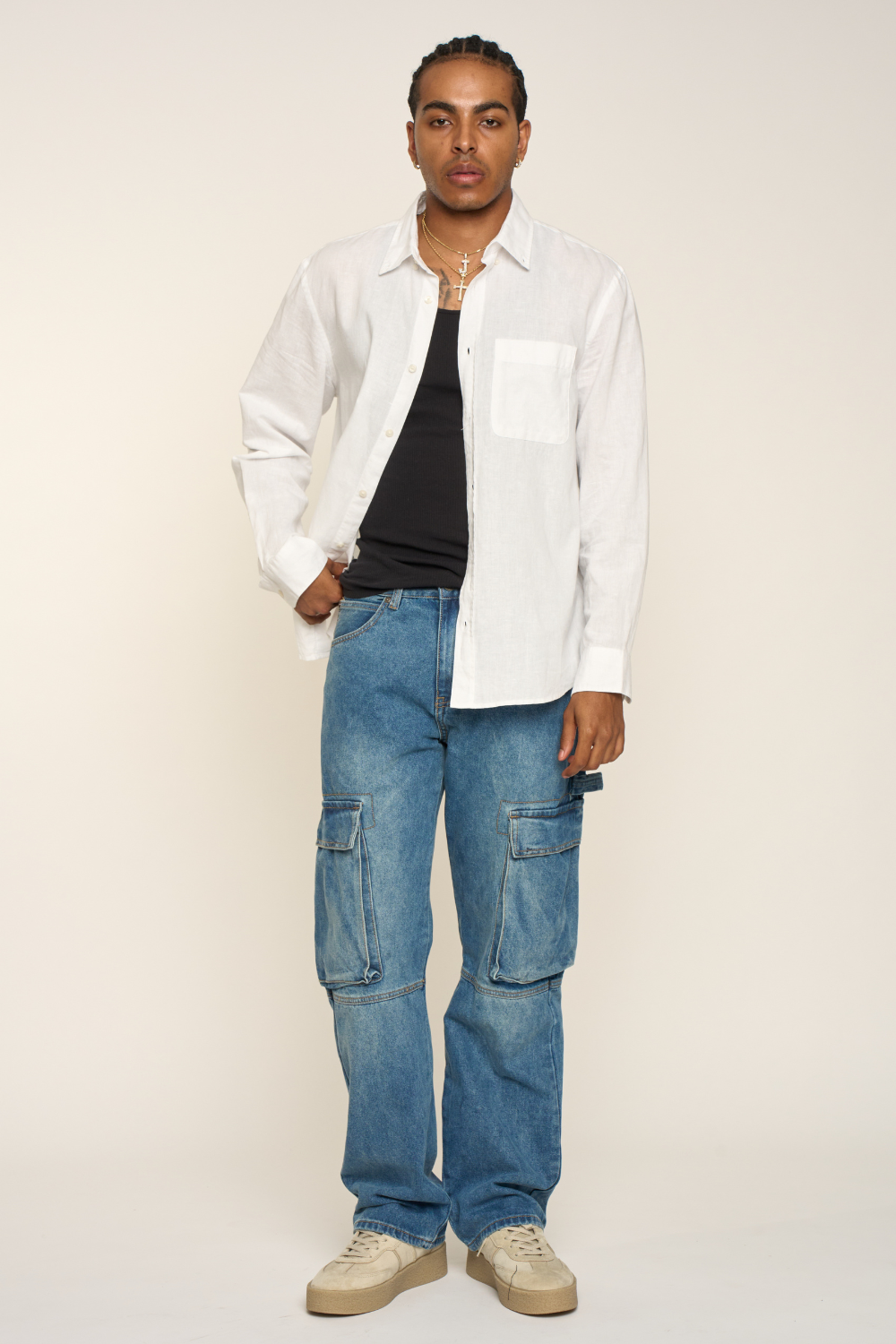 Baggy Fit Cargo Denim Jeans
