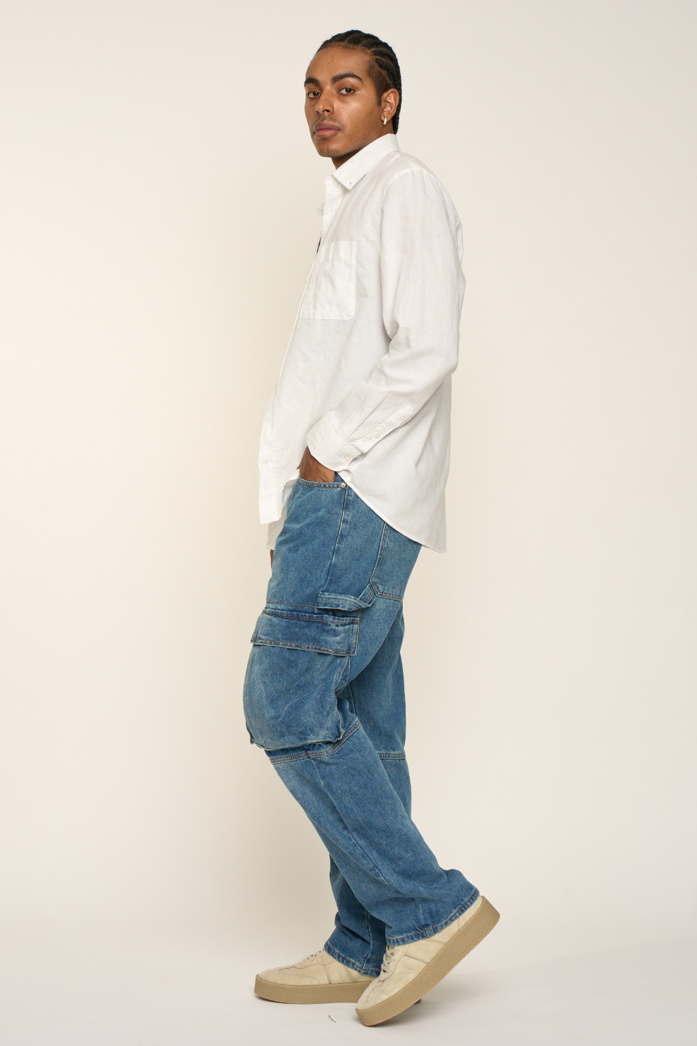 Baggy Fit Cargo Denim Jeans