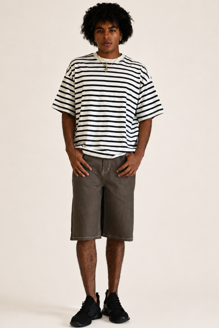 Baggy Fit Raw Denim Shorts Victorious