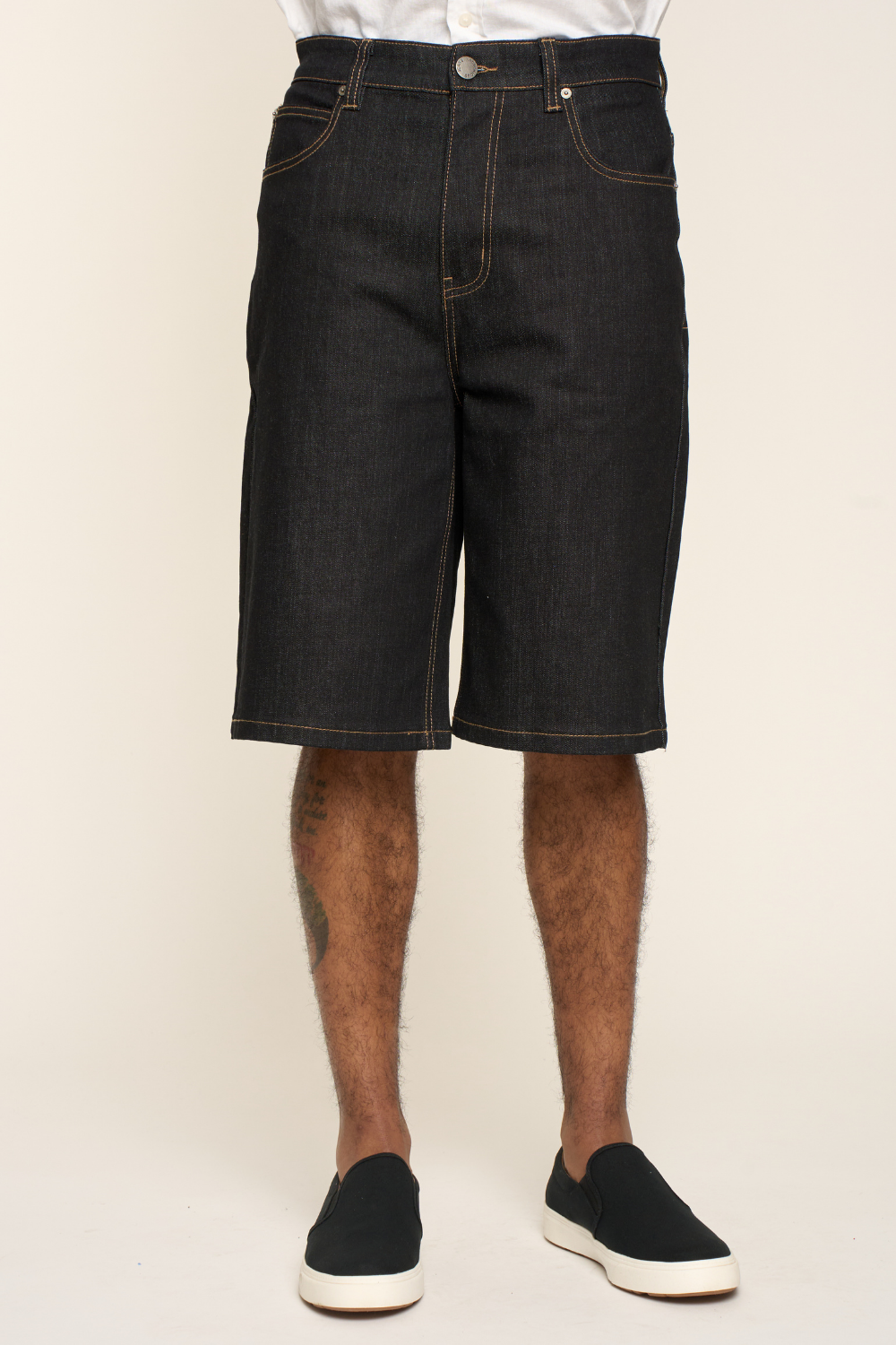 Baggy Fit Raw Denim Shorts
