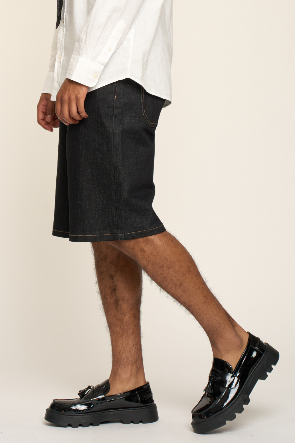 Baggy Fit Raw Denim Shorts