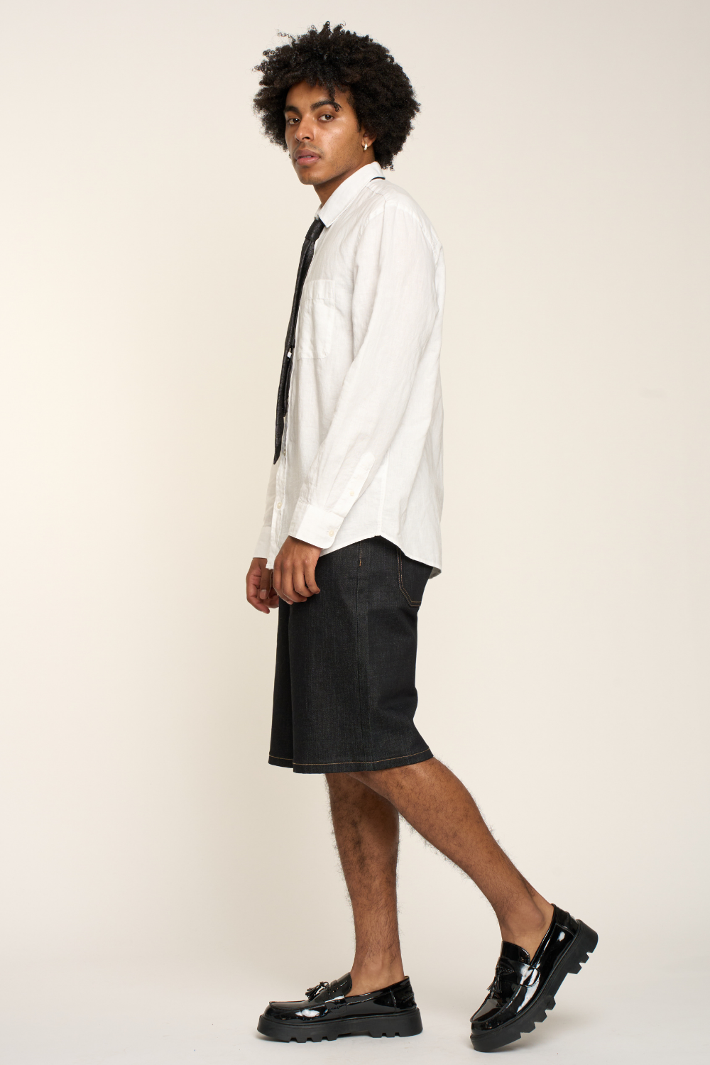 Baggy Fit Raw Denim Shorts