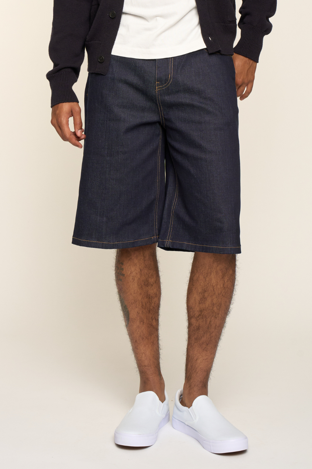 Baggy Fit Raw Denim Shorts