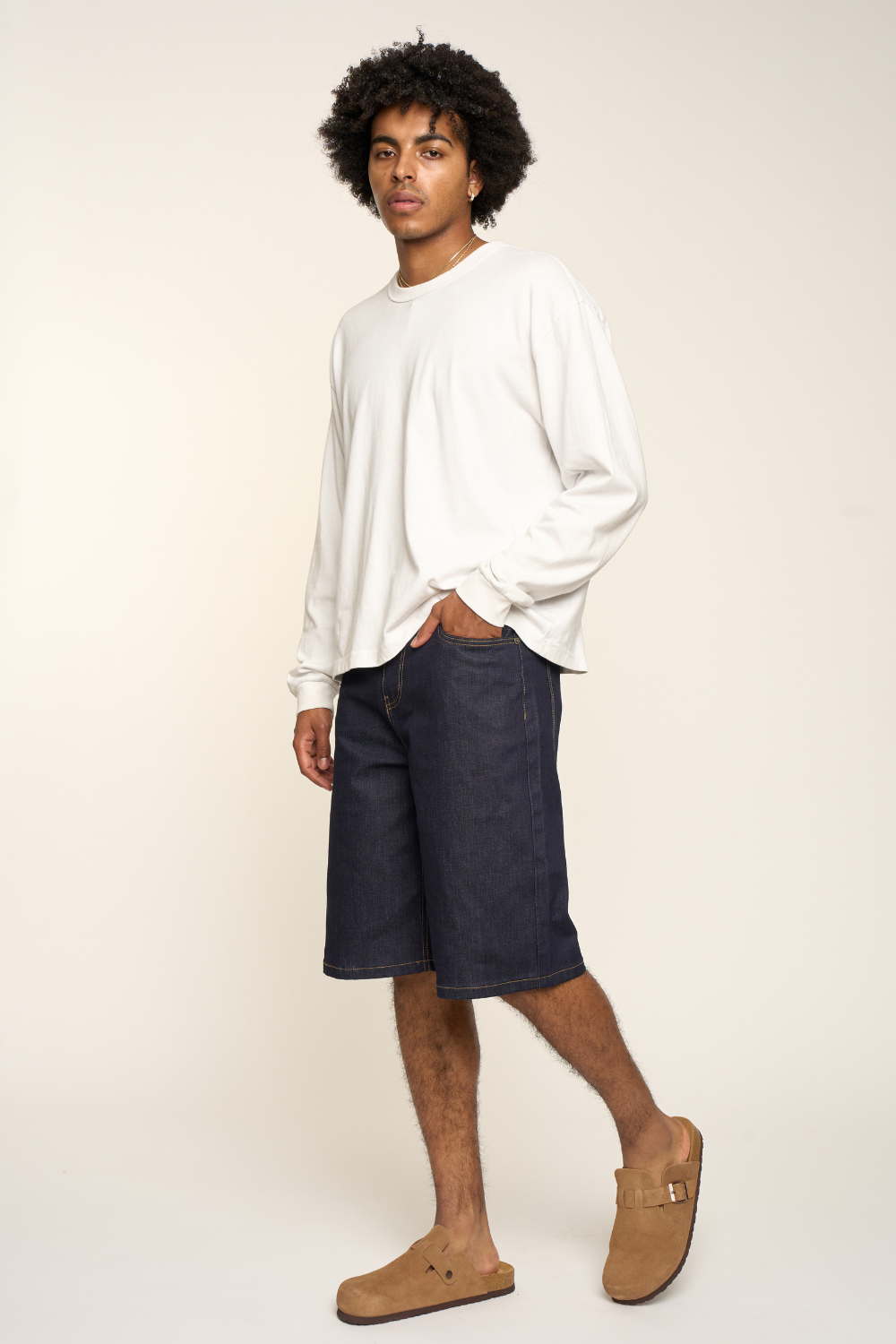 Baggy Fit Raw Denim Shorts