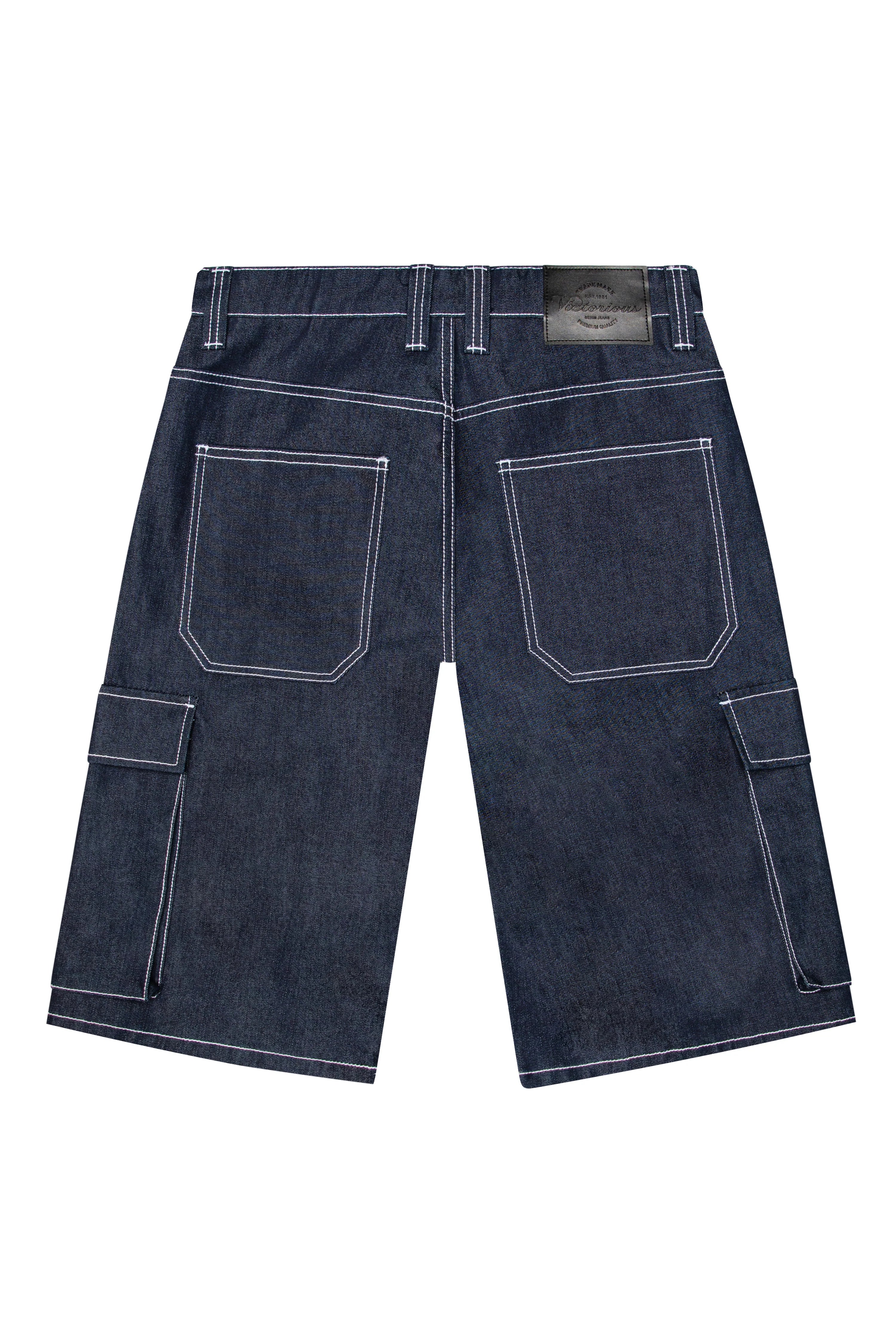 Baggy Fit Cargo Raw Denim Shorts